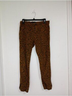 Sanctuary X Anthropologie Womens Leopard Print Corduroy Pants Sz S Brown & Black
